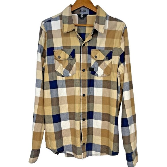 Volcom Other - Volcom Men's Checked Flannel Shirt Size Large Flannel True to This Snaps Cotton